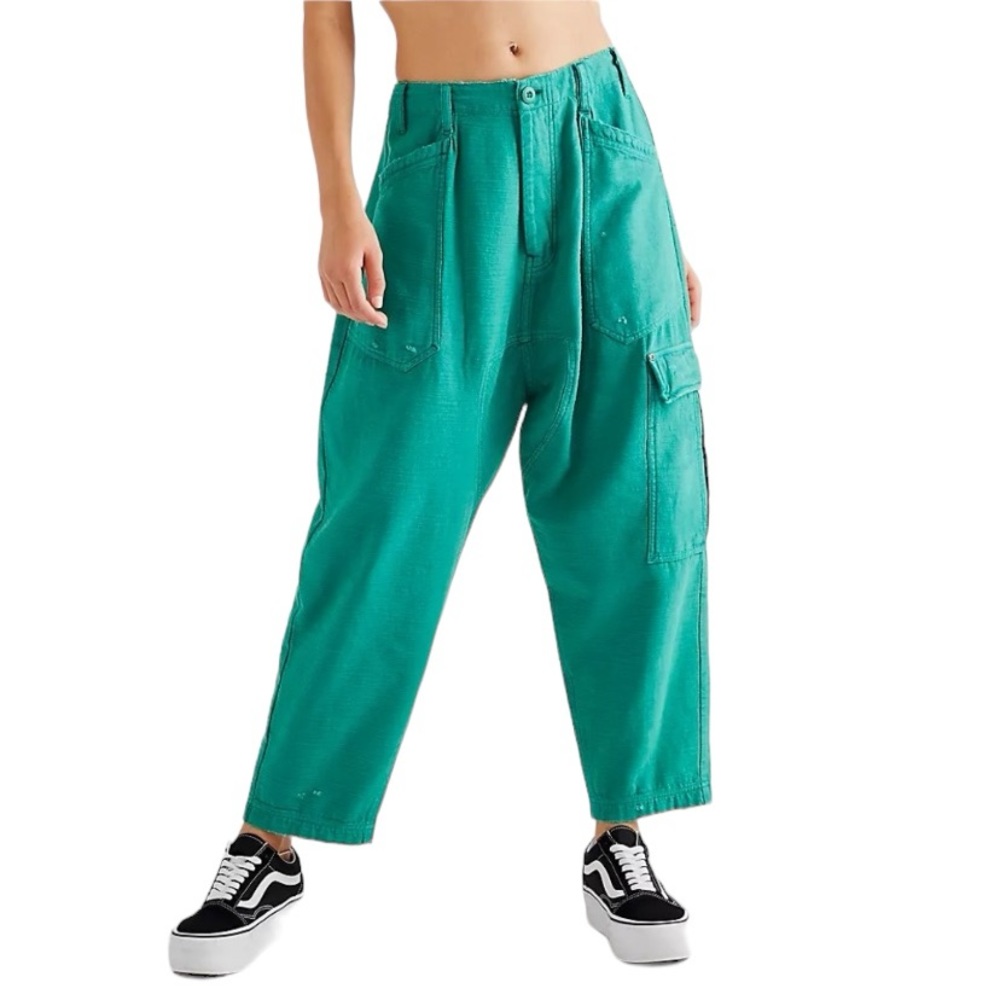 Free People Green Wide Leg Jumpsuit Relaxed Fit